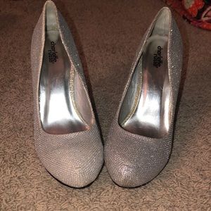 silver sparkle heels